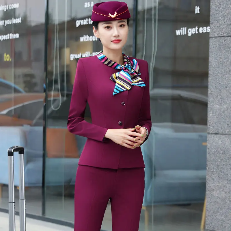 Stewardess Uniform Female Business Suit For Autumn Winter For Hotel ...