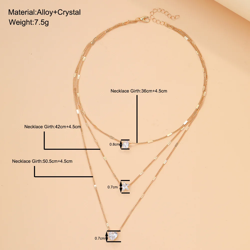 Trendy Zircon Pendant Necklace for Women Multilayer Chain Choker