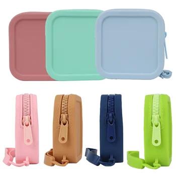 Hot Selling Mini Square Silicone Coin Purse Cute Money Pouch Wallet with Fashionable Style Candy Pattern for Promotional Gift