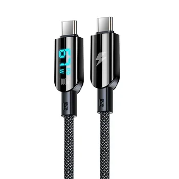 1.2M Compatible USB lighting Type C Intelligent digital display Cables PD100W Fast Charge 5A Mobiephone  Braid Data Cable