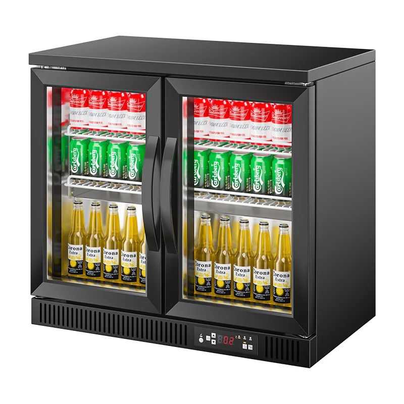 MUXUE Double Door Beer Cooler Bar Counter Fridge Glass Door Bar Cooler  Comercial Refrigerator