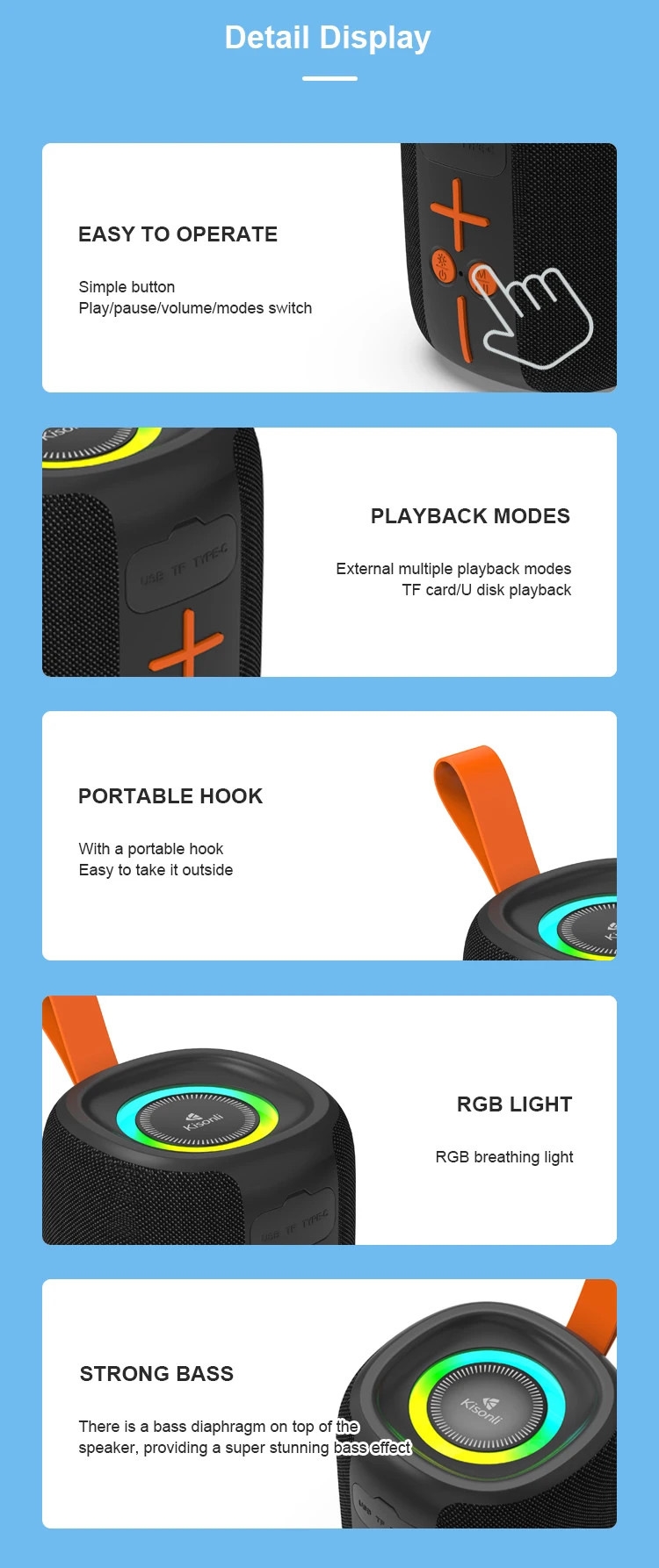Kisonli Q40 China Manufacturer Mp3 Mini Subwoofer Portable Bt Speaker