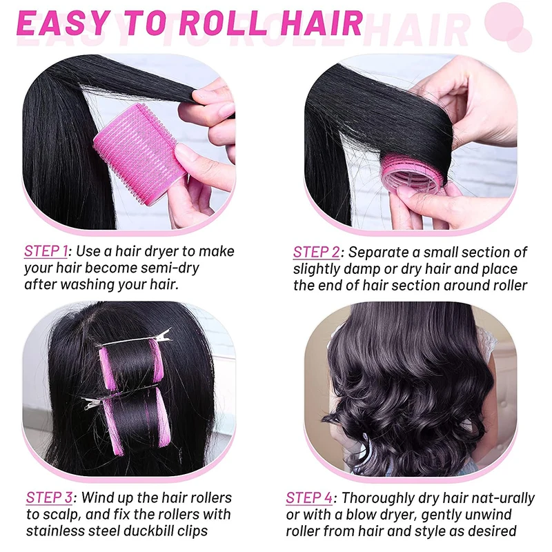 Wholesale Custom 18pcs No Heat Plastic Hair Rollers Set 3 Sizes Self Grip Hair Curler Rollers with Comb and Duckbill Clips