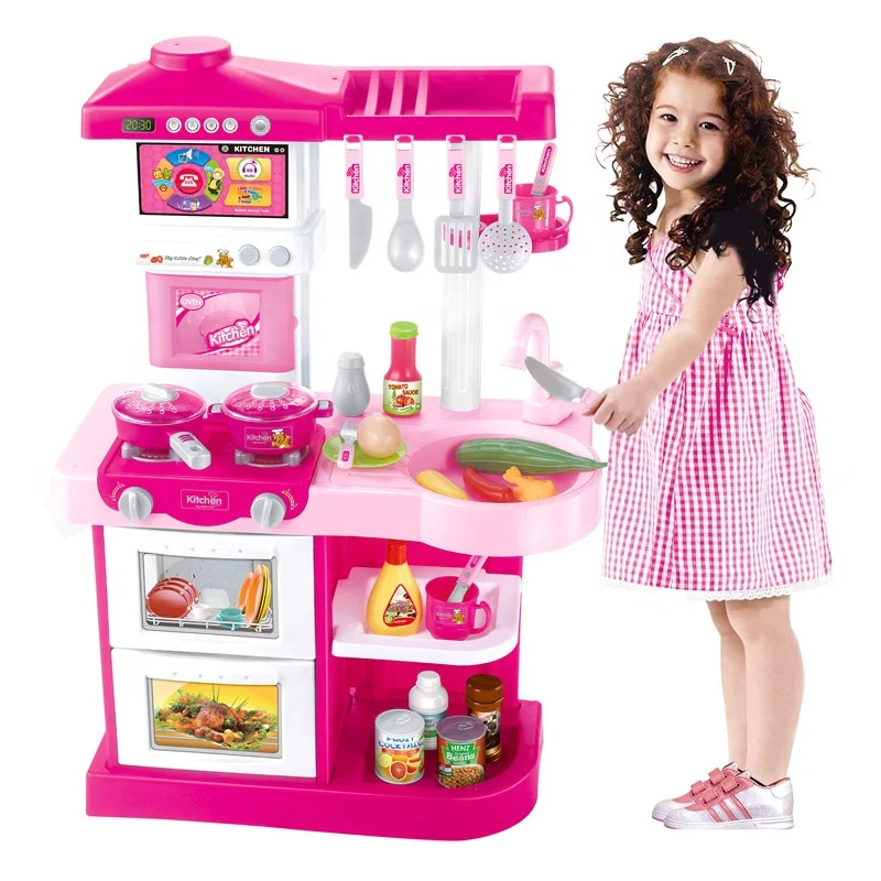 Best Selling Girls Cooking Set Toys for Kids 75CM Light and Music Children  Kitchen Toy Play House Toy Kitchen Work Bench