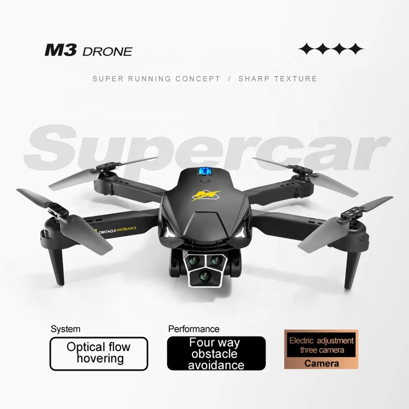 M3 Obstacle Avoidance RC Drone Foldable, Three HD Camera - Main Image