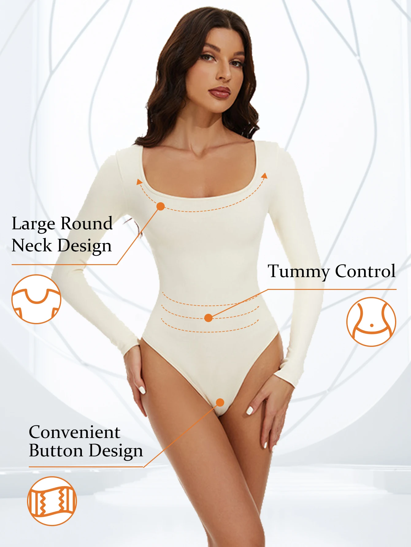 C6267 2023 Autumn New Seamless Thread Square Neck Waist Waist Buckle Shaping Bodysuit