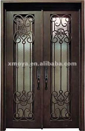 36 X 80 Exterior Door Wrought Iron Doors Mexico With Glass Window and Out Door Wall Lights