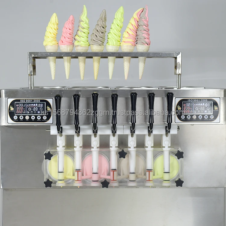 Mini Ice Cream Machine Commercial 7 Flavors Soft Ice Cream Machine/Ice Cream Maker / Frozen Yogurt Ice Cream Machine Maker