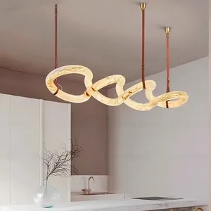 Ac Spanish Marble French Retro Restaurant Lamp Wabi House Style Full Spectrum Pendant Light for Long Living Room Chandelier