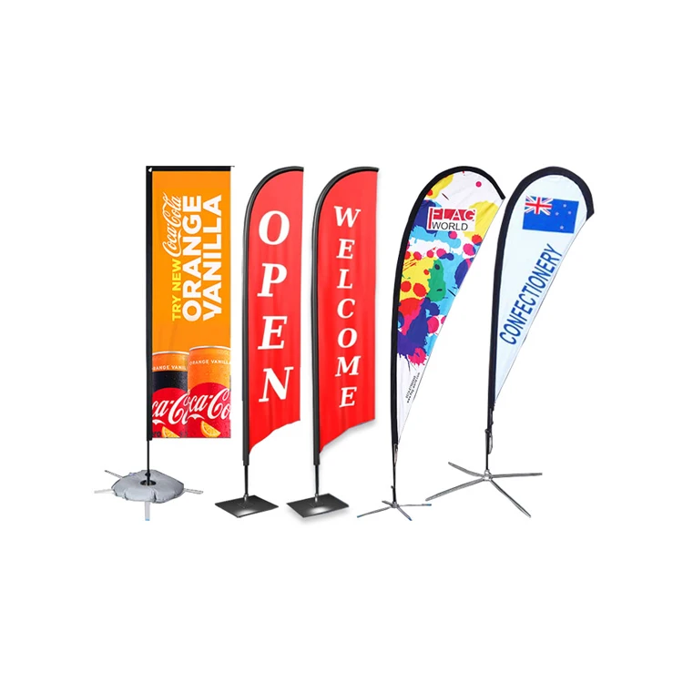 2m 3m 4m 5m Feather Flag Flags Banners Pole Custom Advertising Base Sale Sign Kit Stand Beach Flag