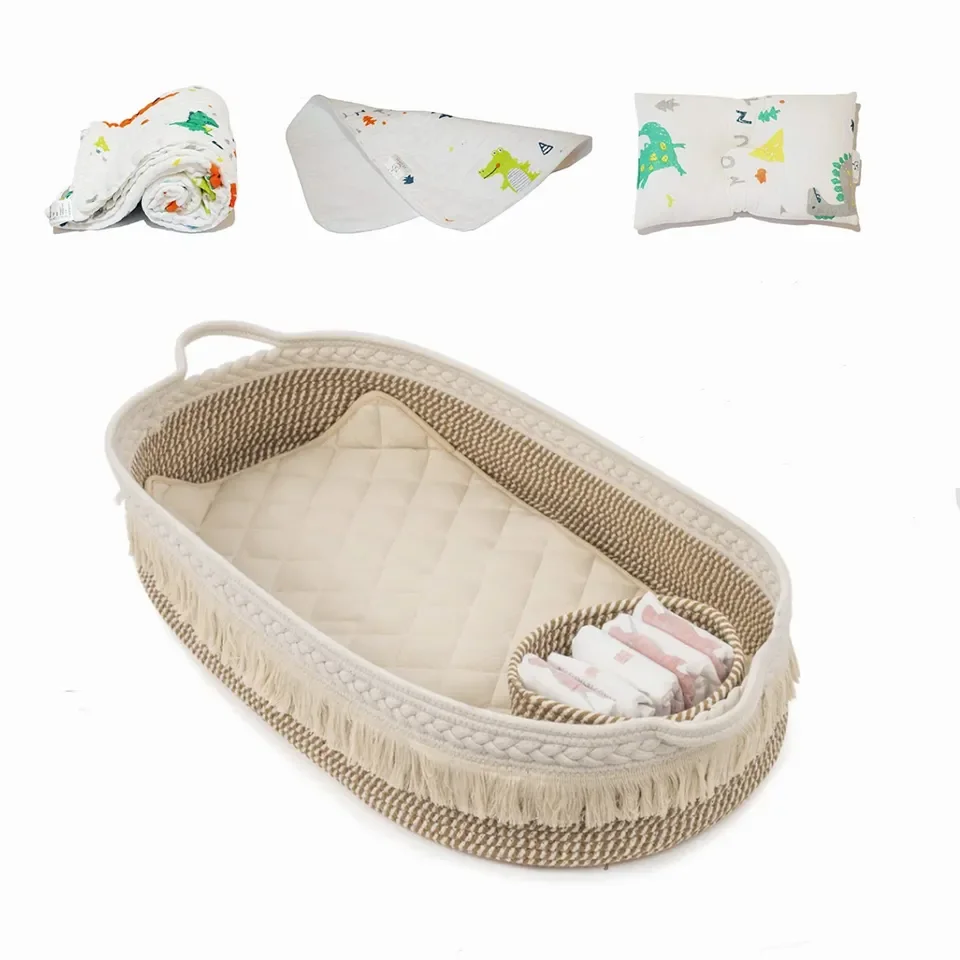 100 Cotton Rope Newborn Moses Basket Changing Basket Rope Woven