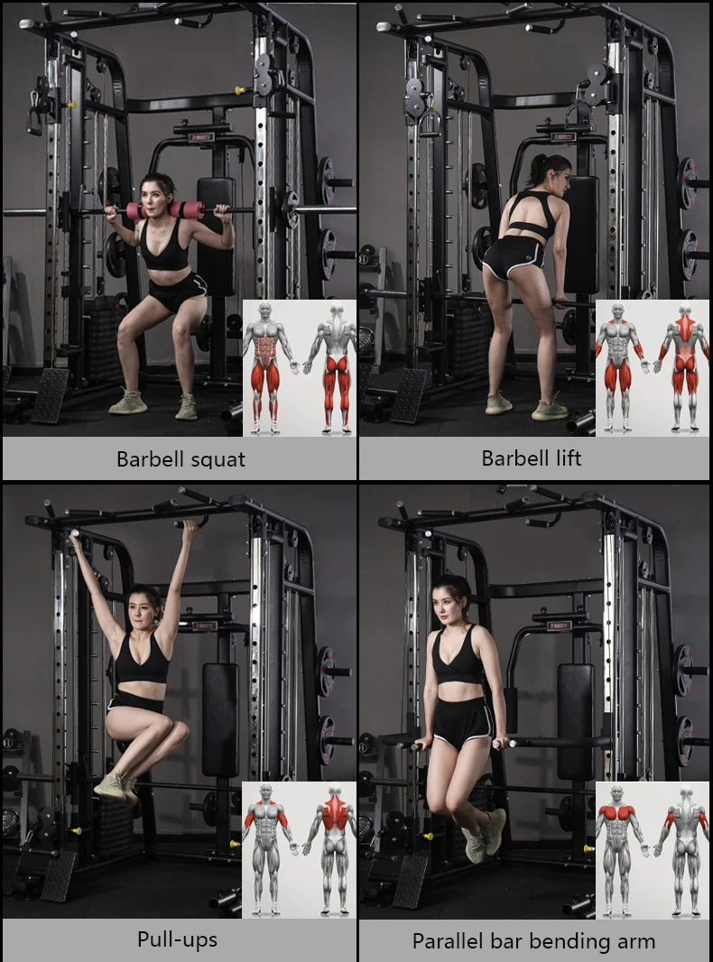 Smith Machine Squat Rack Rinfit Multifunctional Smith Machine Squat Rack Chest Gantry Inverted Stirrups ...