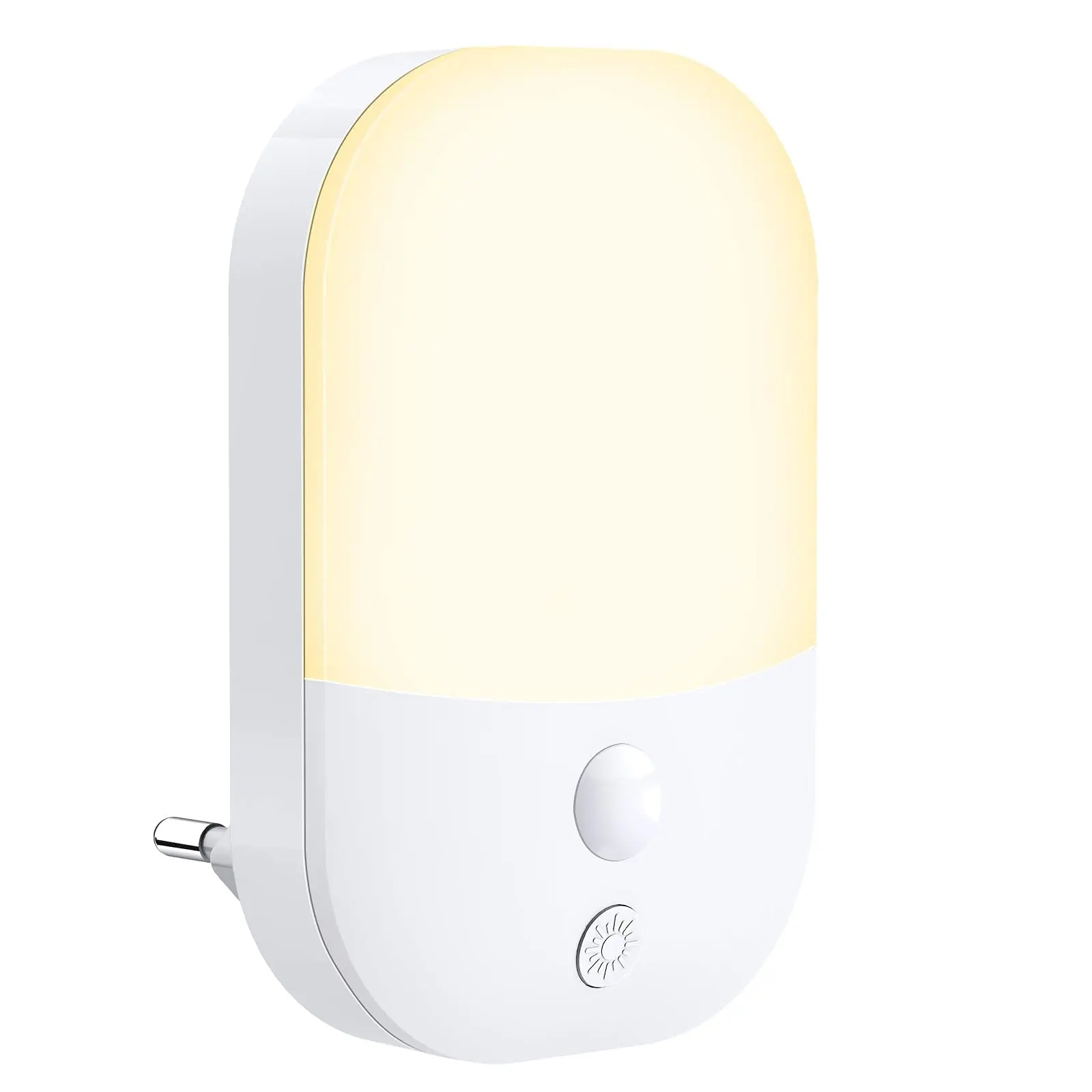 5 Brillo ajustable Enchufe con modos automático / apagado / encendido Sensor de movimiento crepúsculo LED Luz nocturna para baño de dormitorio