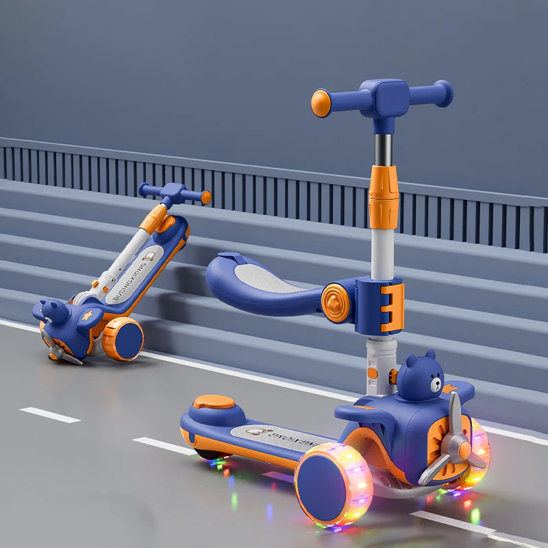 3 in 1 Pu Flashlight Wheels Push Children Scooter 3 Wheel  Kid Kick Scooter Foot Scooter En14619 Approved