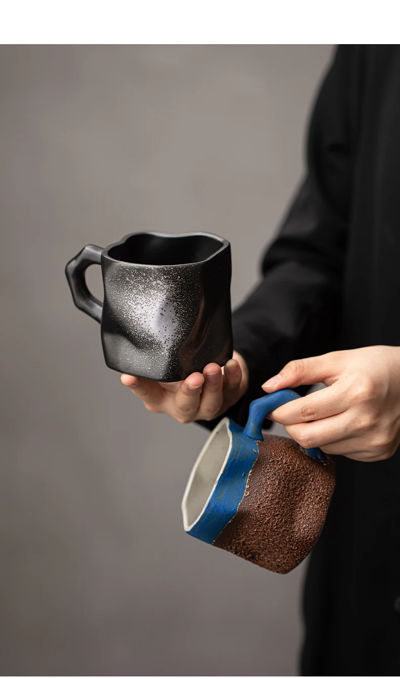 Hand-Shaped Retro Ceramic Coffee and Tea Mug Creative Accompaniment for Afternoon Tea Cups & Saucers