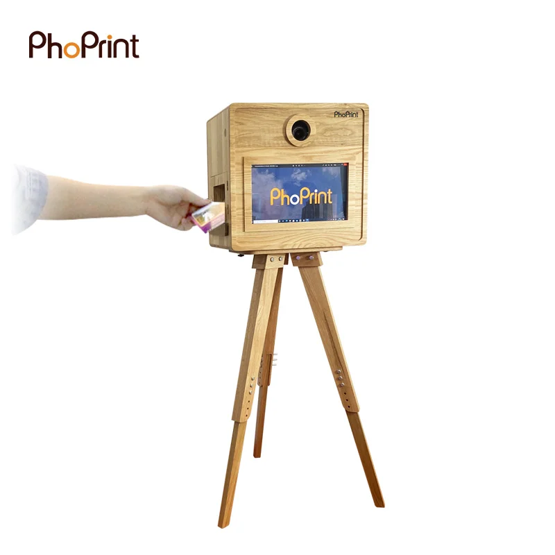 Phoprint Interactive Selfie Portable Dslr Wooden Vintage Photo Booth for Wedding and Party