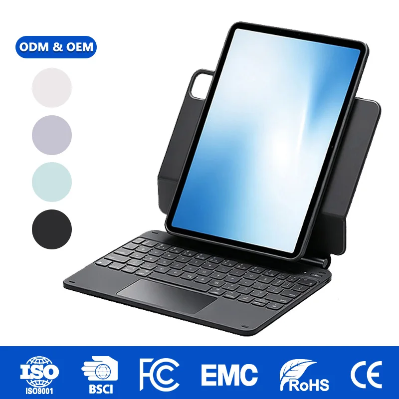 Premium Detachable Keyboard for iPad 11 Magnetic Cover with Touchpad 7-Color Backlit Custom Logo & Language