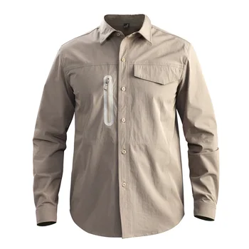 New Style Quick Drying Stretch Polyester Shirts Mens Tactical Shirts Long Sleeve Outdoor shirt with zipper
