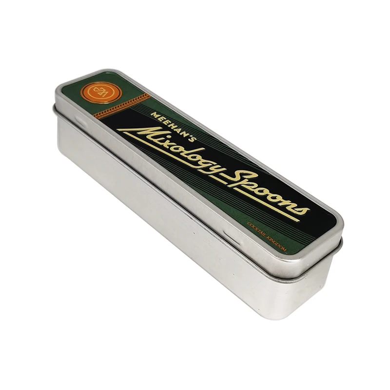 Подгонянная прямоугольная выбивая Логотип Металлическая упаковка Оловянная Подарочная коробка с шарниром