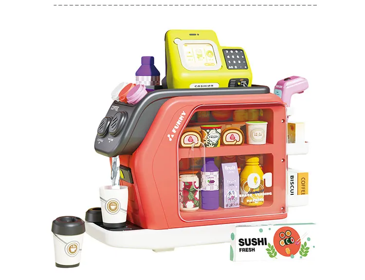 New Design Pretend Coffee Maker Role Play Toy Coffee Shop Cash Register Toy Coffee Machine Play Set