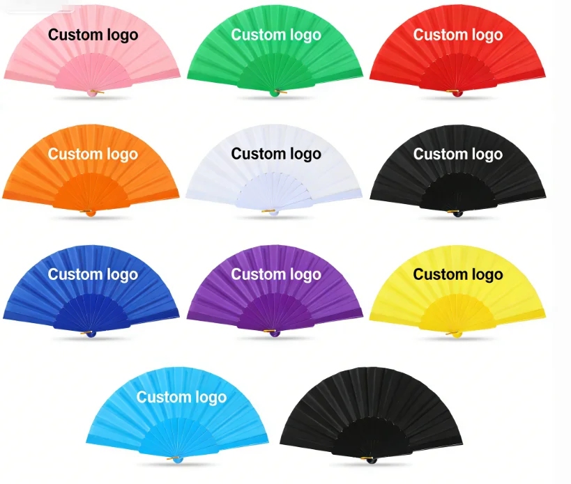 Customize Cheap Style Plastic Printed Hand Fan Advertising Folding Fan Business Gift Souvenir Decoration Festival Accessories