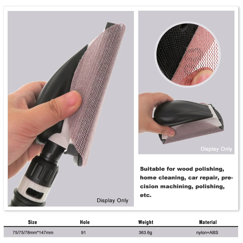 70x125mm Manual Pad Hand Sanding Block for Auto Body Metalworking Repair Cleaning with 3 Replacement Boards Abrasive Tools