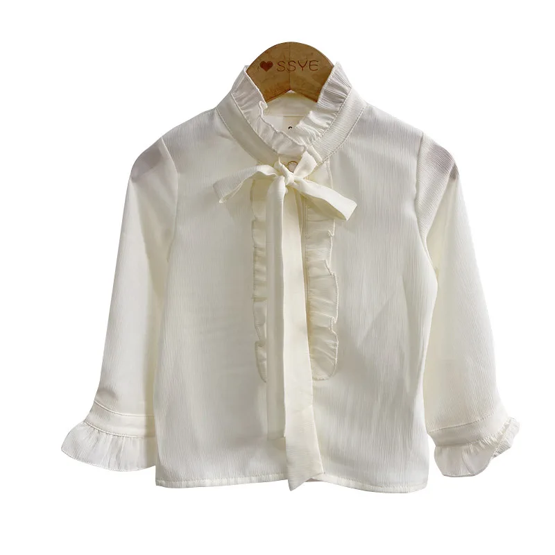 New Spring Girls White Lace Collar Shirt for Children Girls' Blouses  Shirts