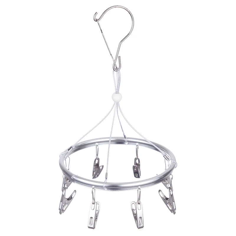 SOLELY Factory's Hot Sale Small Size Metal Round Hanging Drying Rack with 8 Clips Wardrobe Balcony Bathroom Living room