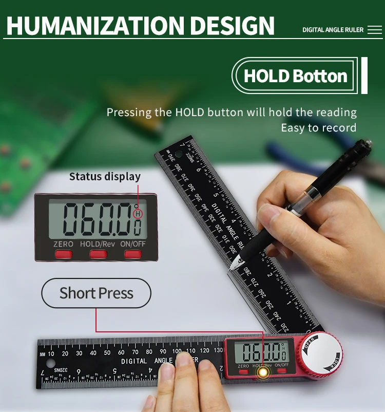 200mm Digital Angle Ruler Protractor Angle Finder Carbon Inclinometer
