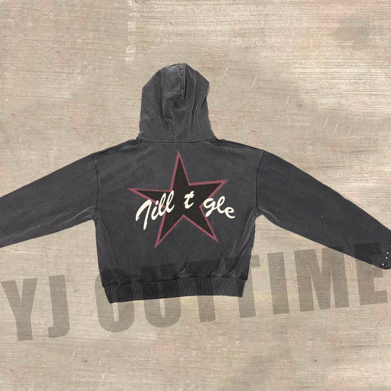 Custom Oversize  Terry Screen Print Vintage Flare Hoodie Sweatsuit Acid Washed Tracksuit Men