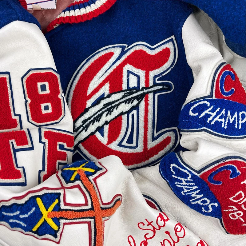 Mens Chenille Embroidery Patch Vintage Letterman Varsity Jackets_voghion.com