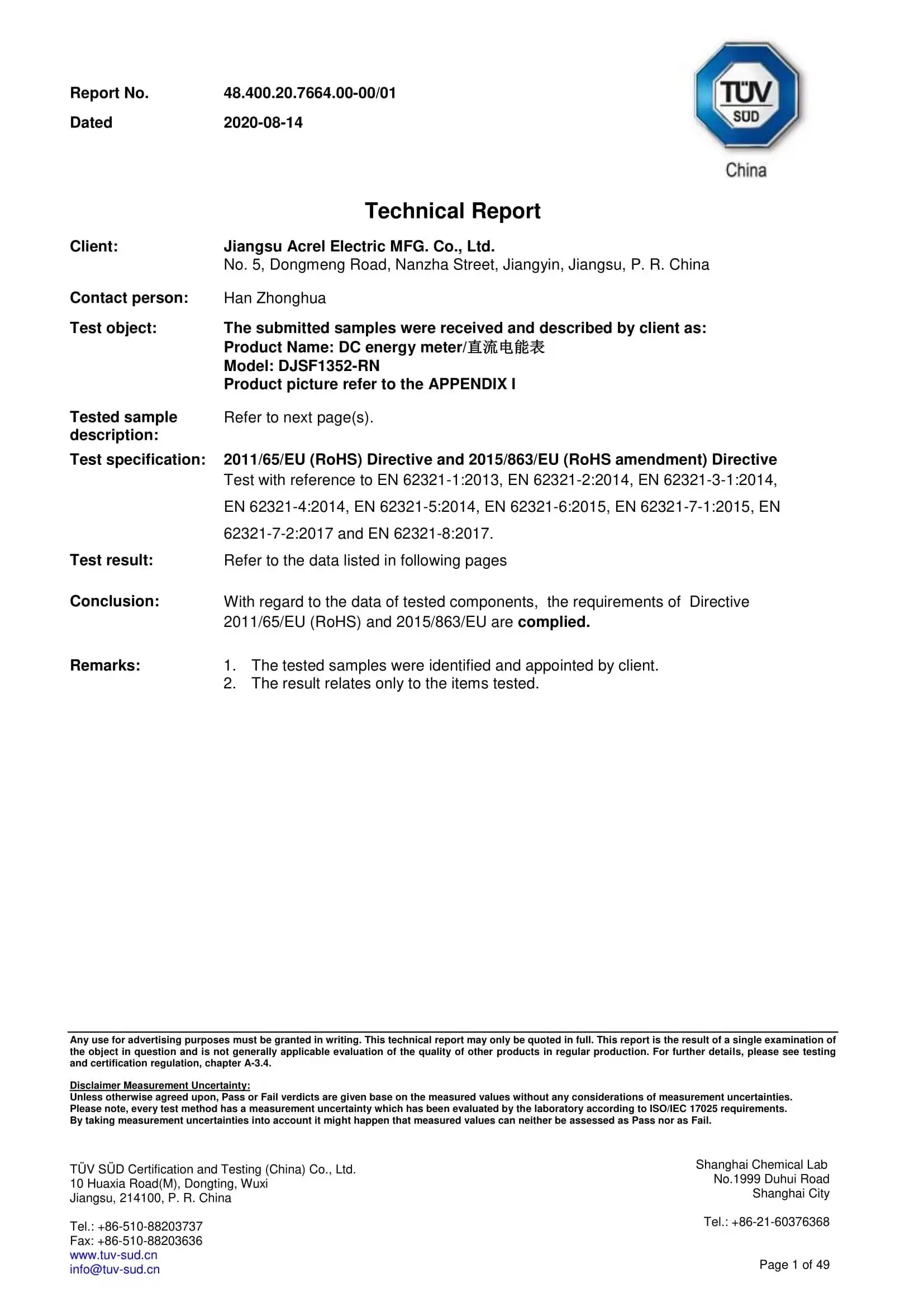 Acrel Djsf1352-rn Guide Rail Installation Dc Multifunctional Meter Used ...