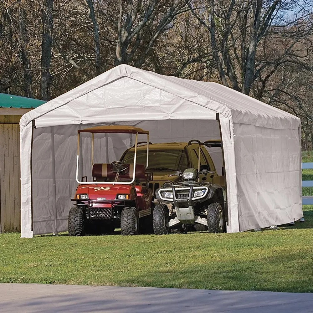 Alta calidad resistente 10'x20' Carpa para cochera al aire libre Tienda con marco metálico Paredes laterales Garaje portátil para estacionamiento Cobertizo para uso con automóvil