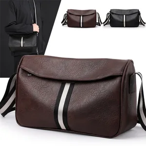 PU Shoulder Bag Men's Crossbody Bag Anti Splash New Business Travel Large Capacity Shoulder Crossbody Bag