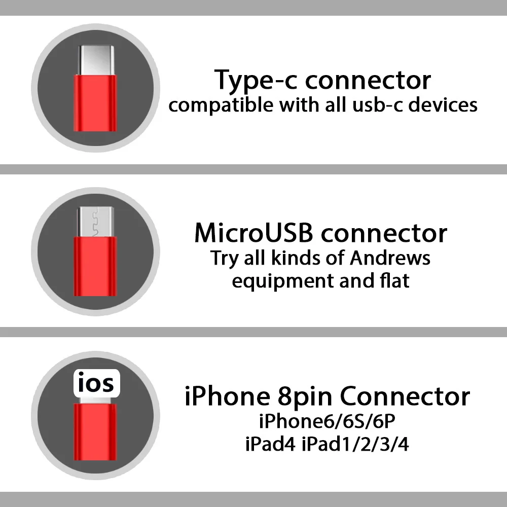 3in1 USB Cable for IPhone Fast Charger Charging Cable for Xiaomi Huawei Samsung Micro USB Phone Type C Charger Wire for IPad