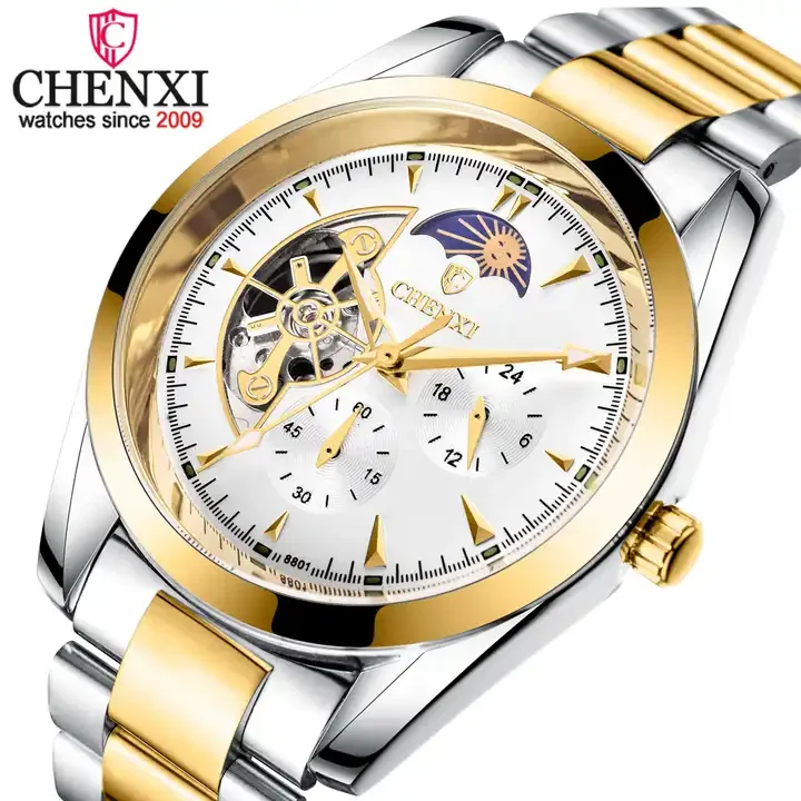 Chenxi 8801 Men's Gold Watch - Fashion Tourbillon Automatic