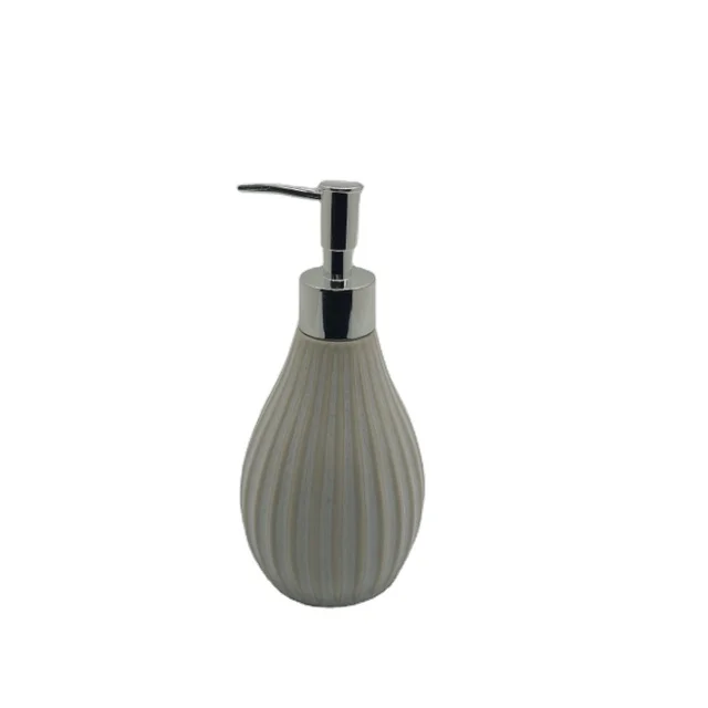 Nordic Modern White striped Ceramic Soap Dispenser Lotion Bottle silver Pump Shampoo Bottles Accessories Bathroom