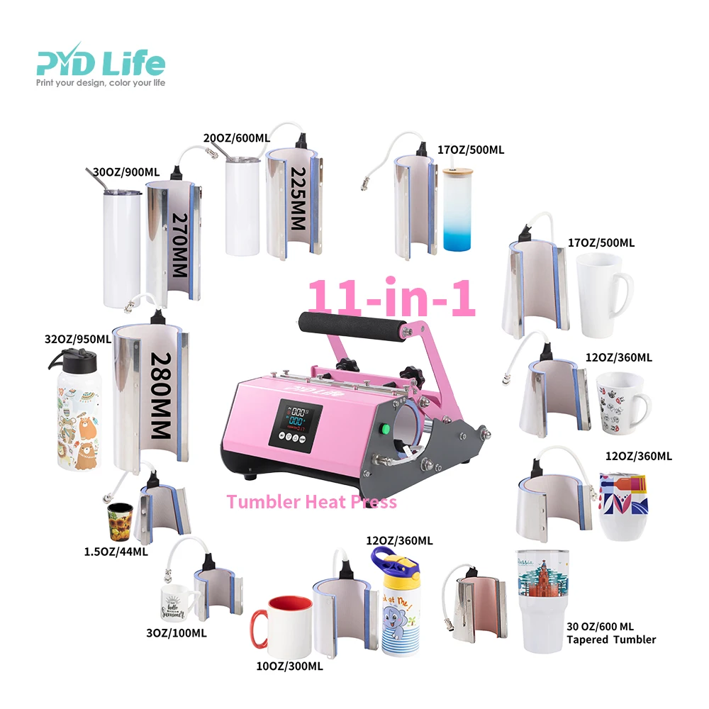 PYD Life Newest 3 in 1 Pink Mug Press 12 OZ Wine Tumbler 30 OZ 40 OZ Flask Tumbler  Heat Press Machine Free Sea Shipping USA - AliExpress