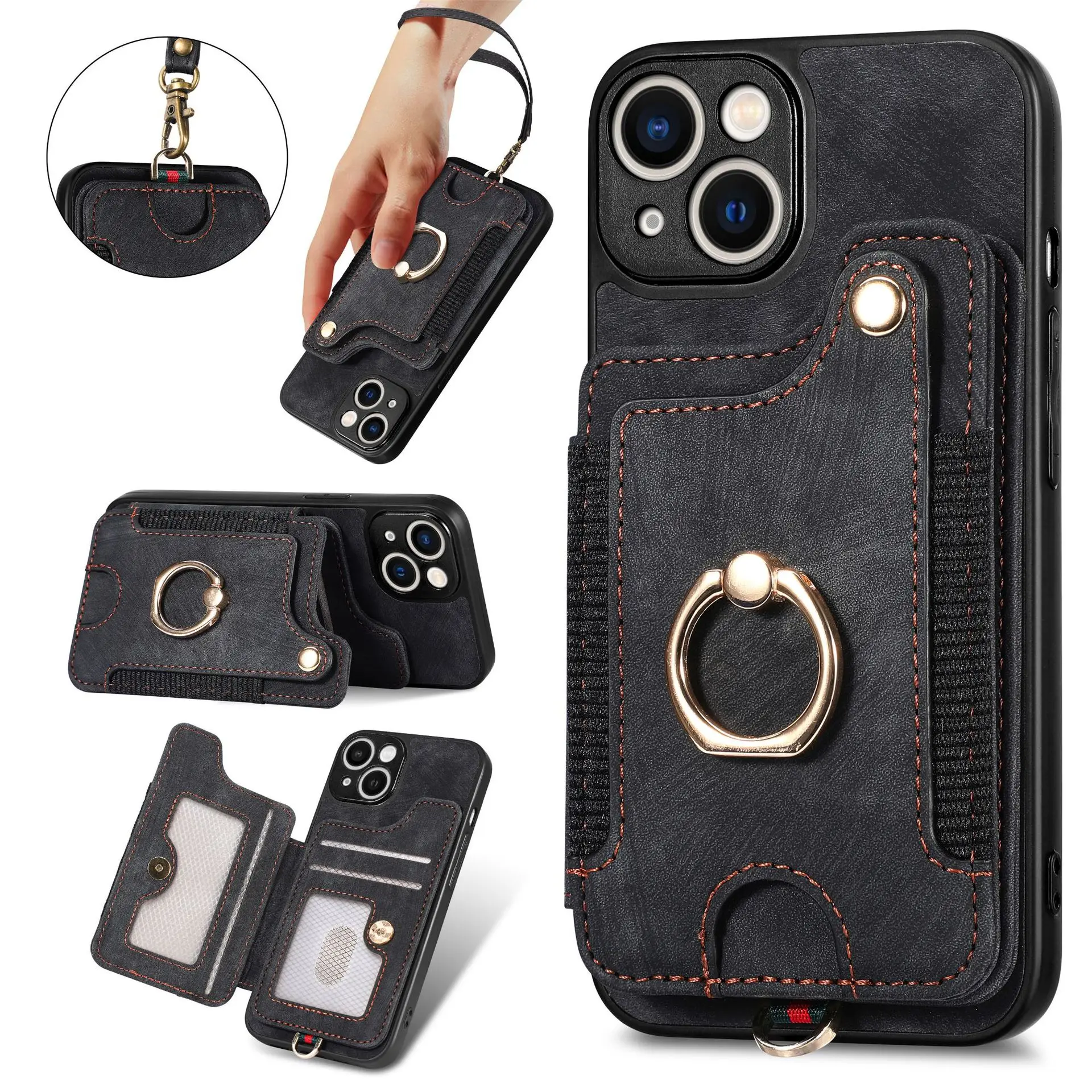 Multi-function Leather Phone Case With Rfid Blocking And Ring Holder_voghion.com