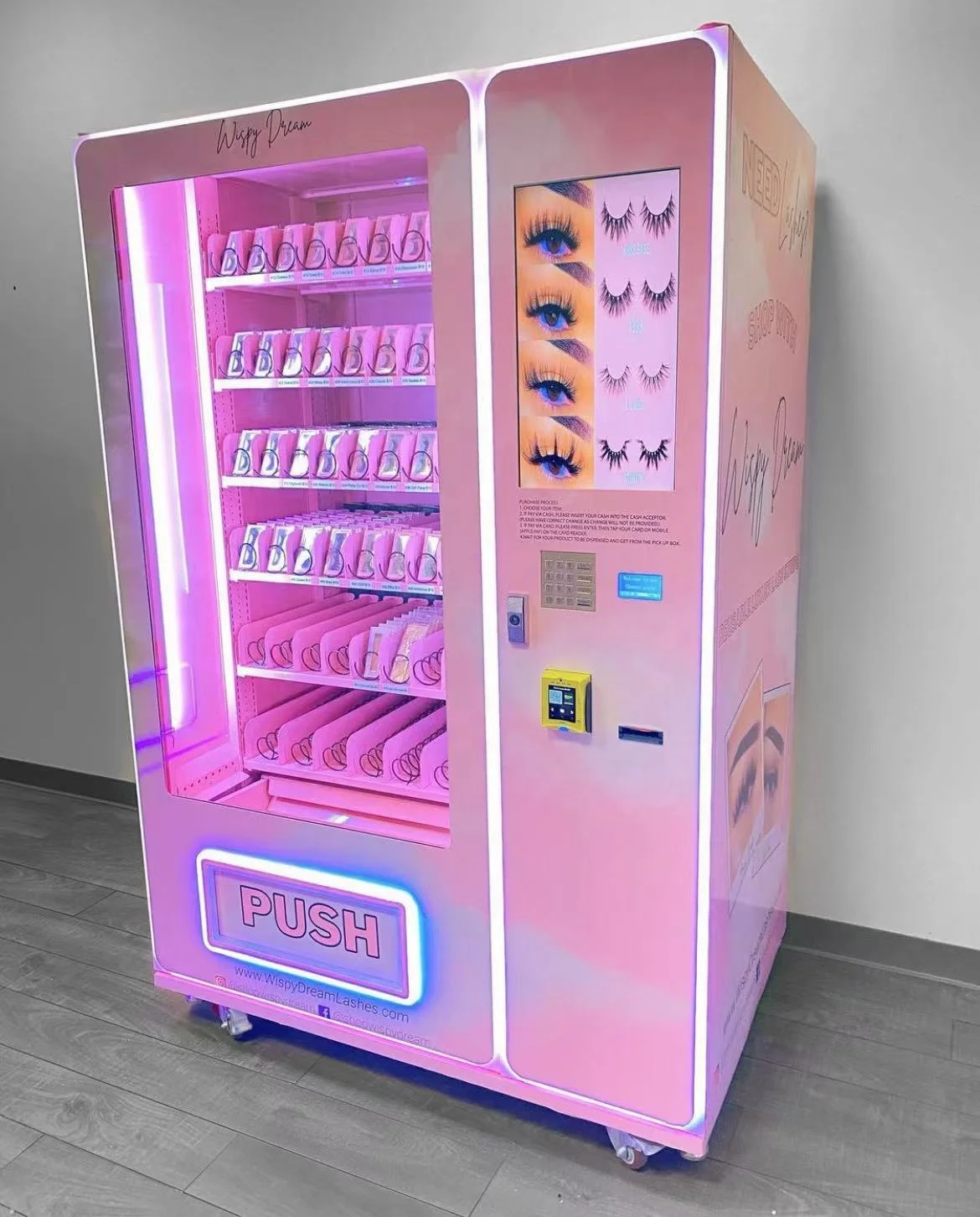 JW Smart Robot Custom pink Vending Machine Sunglasses Lashes Eyelash Beauty Makeups Vending Machine With Card Reader