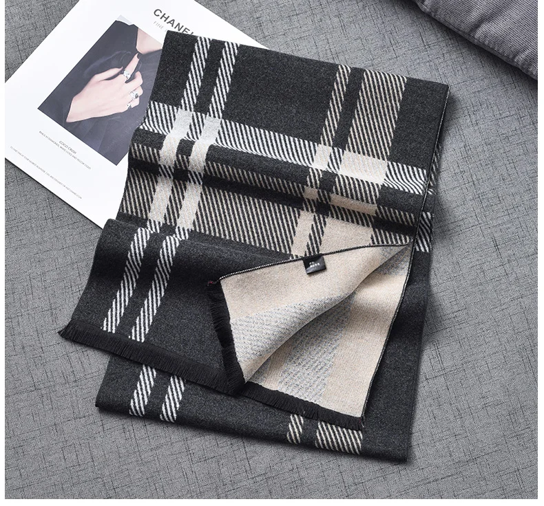 男士商务休闲厚围巾男士羊毛围巾冬季保暖围巾厂家