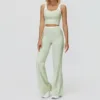 3129 vest 3129-2 wide leg flared pants-light fruit green