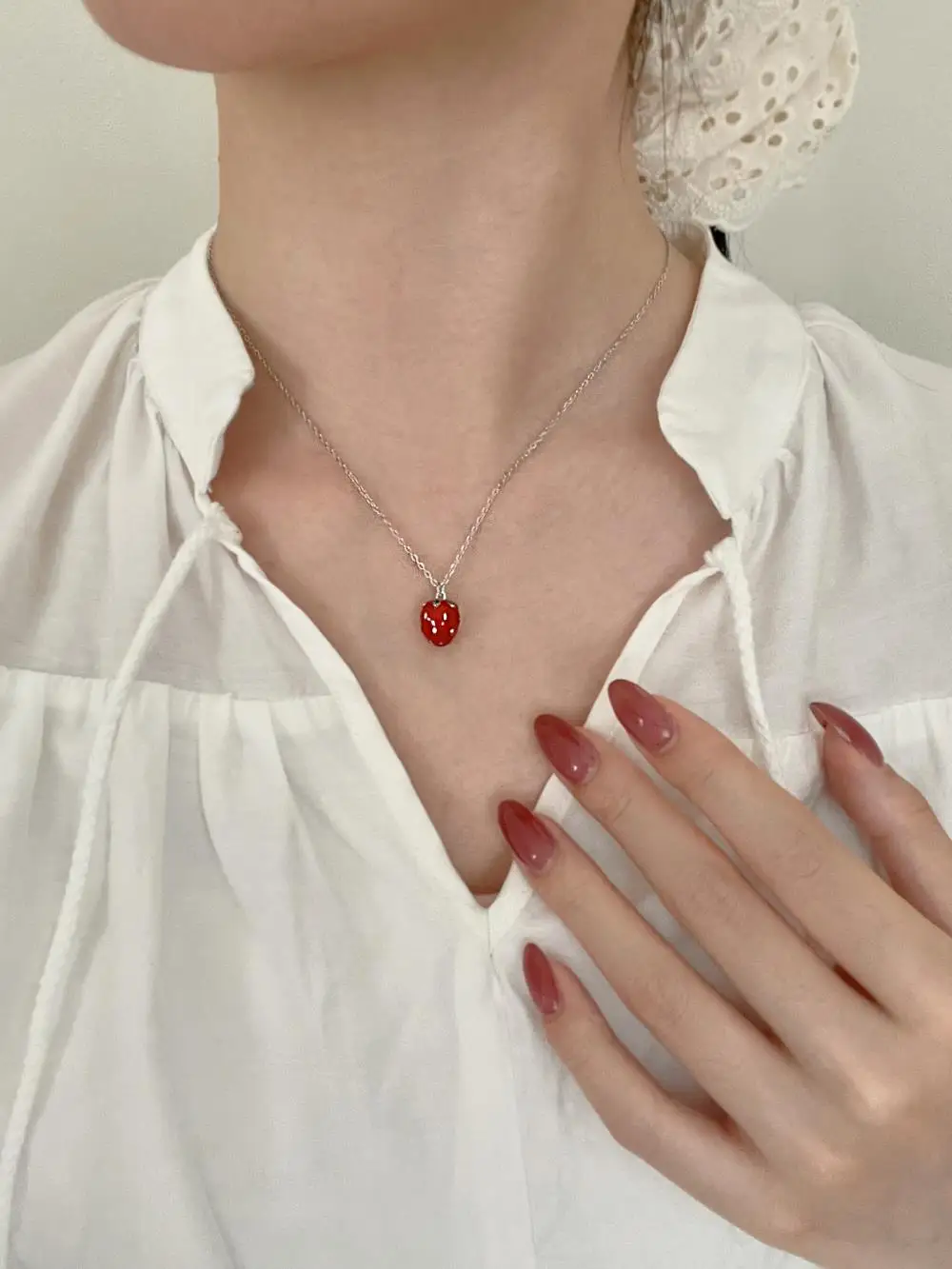 KAKODIY Stock Chain 925 Sterling Silver Fine Jewelry Luxury New Strawberry Pendant Necklace detail 8