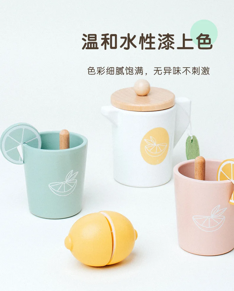 Role Play Afternoon Tea Set Montessori Kids Mini Wooden Kitchen Toys ...