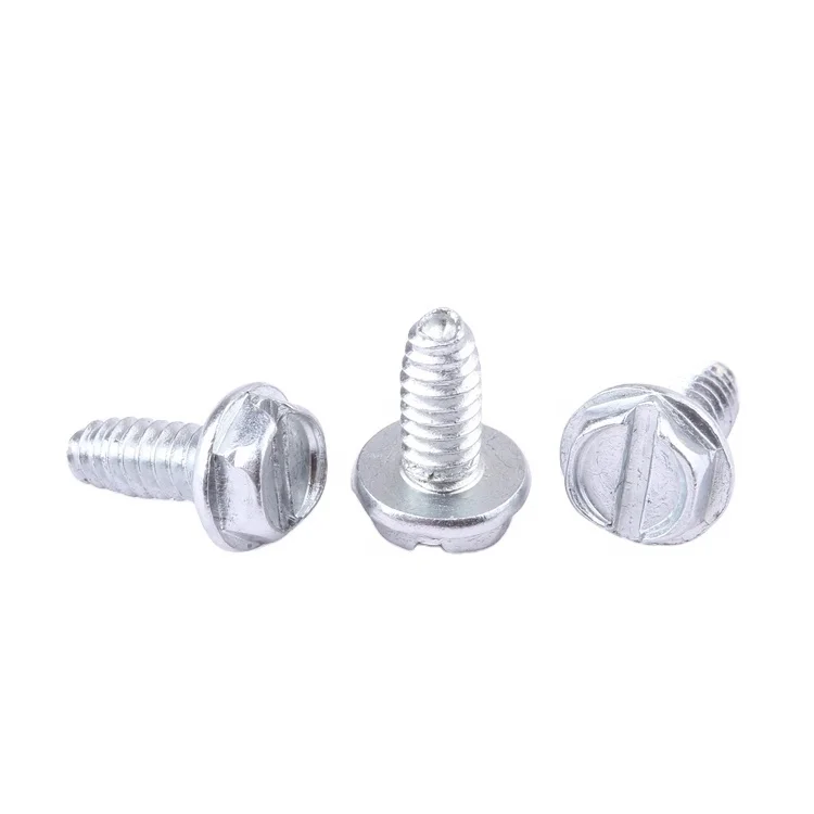 Factory price fastener galvanized slotted outer hexagonal flange self-tapping screws