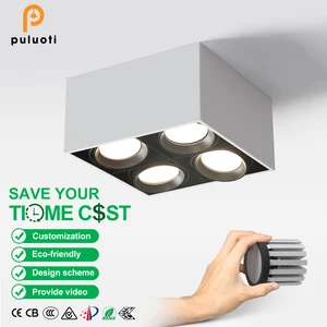 Modern 48W H125mm AR80 Downlight Aluminum LED Ceiling Light White Square Surface Mounted 4-Head 3000K 4000K 5000K Led Spot Light