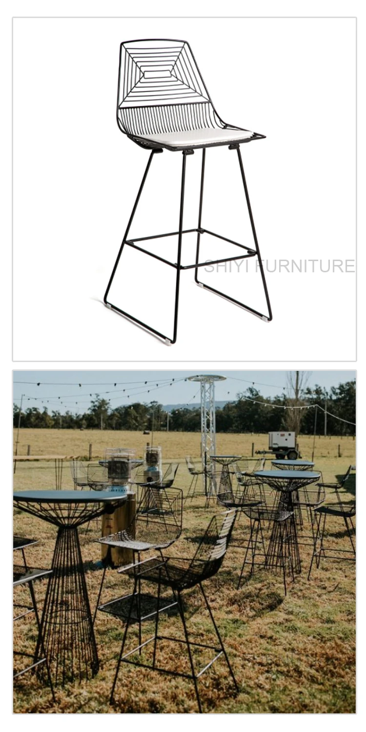 Popular black metal stools bar chair with footrest