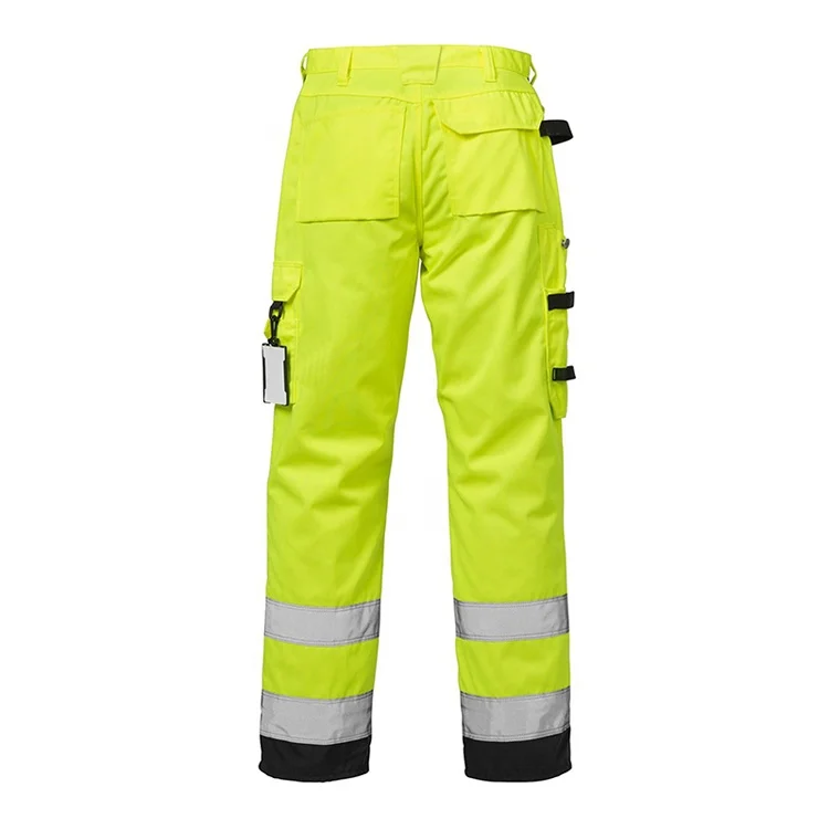 Factory Customized  Hi Vis Reflective Safety Pants Reflective Tape Cargo Work Pants for Men