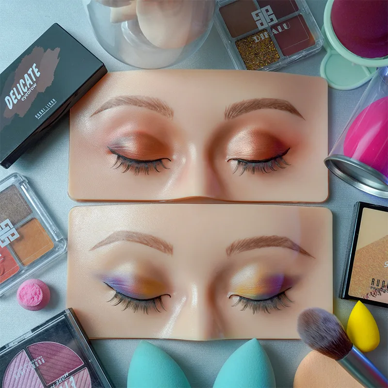 Practicing Makeup Kit Silicone Practice Face Eyeshadow Eyelash Beginners Makeup Training Reusable Practicing Makeup Board