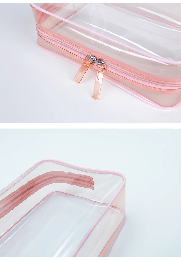 Wholesale Pink Makeup Bag Large Capacity Travel Cosmetic Bag Clear